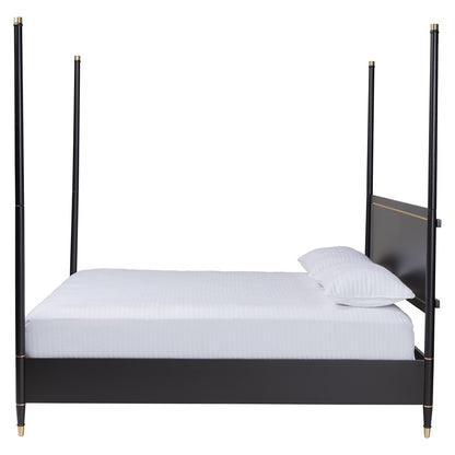 Baxton Studio - Tamra King Size Bed in Black - SW8650-Black-King Poster Bed view 2