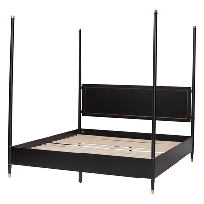 Baxton Studio - Tamra King Size Bed in Black - SW8650-Black-King Poster Bed view 3