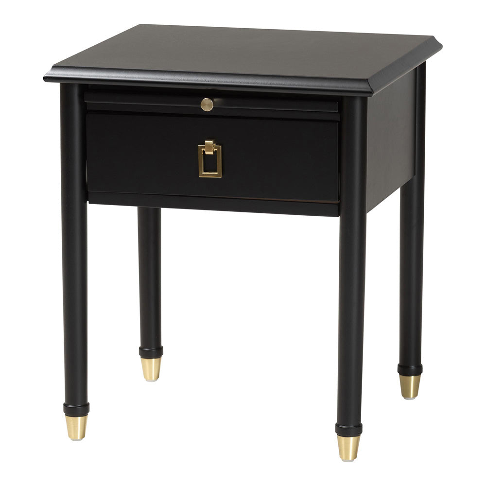 Baxton Studio - Tamra Nightstand in Black - SW8000-90NS-Black-Nightstand view 1