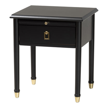Baxton Studio - Tamra Nightstand in Black - SW8000-90NS-Black-Nightstand view 1