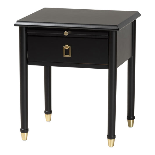 Baxton Studio - Tamra Nightstand in Black - SW8000-90NS-Black-Nightstand view 1
