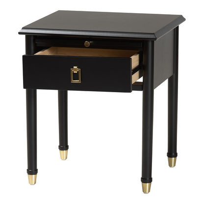 Baxton Studio - Tamra Nightstand in Black - SW8000-90NS-Black-Nightstand view 2