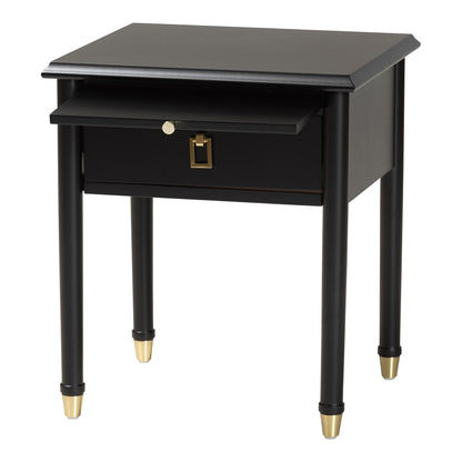 Baxton Studio - Tamra Nightstand in Black - SW8000-90NS-Black-Nightstand view 3