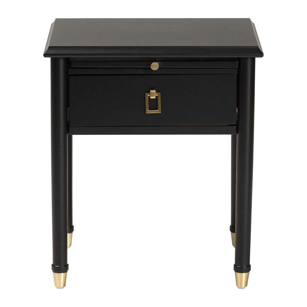 Baxton Studio - Tamra Nightstand in Black - SW8000-90NS-Black-Nightstand view 4