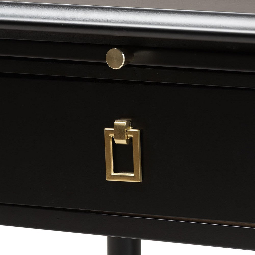 Baxton Studio - Tamra Nightstand in Black - SW8000-90NS-Black-Nightstand view 6