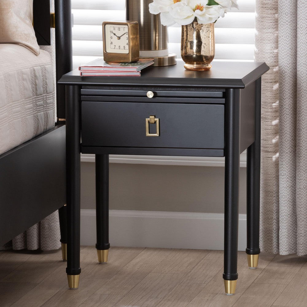 Baxton Studio - Tamra Nightstand in Black - SW8000-90NS-Black-Nightstand view 9