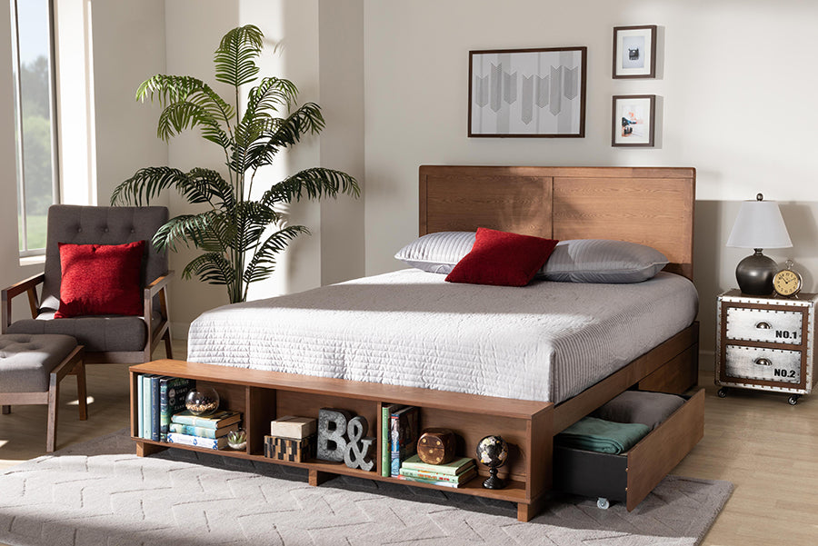 Baxton Studio - Tamsin Full Size Bed in Ash Walnut - Tamsin-Ash Walnut-Full view 10