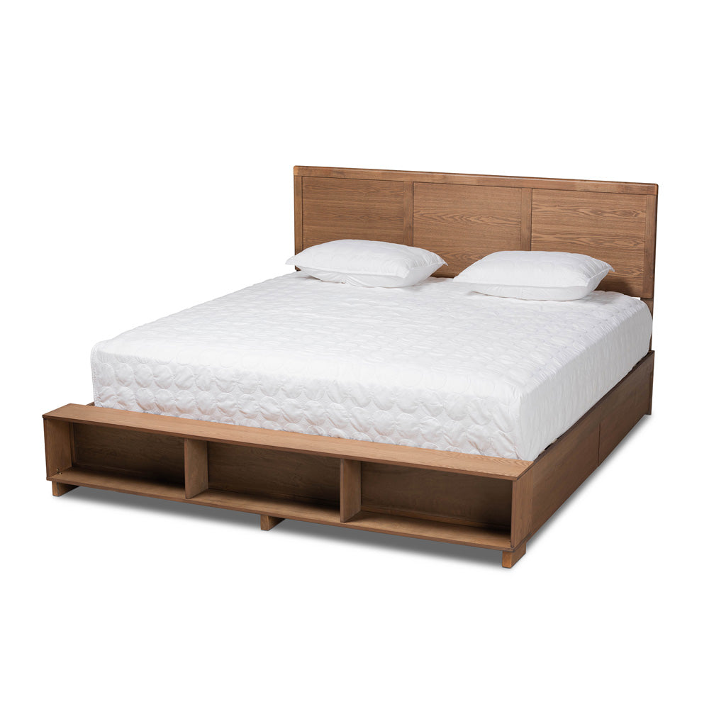 Baxton Studio - Tamsin King Size Bed in Ash Walnut - Tamsin-Ash Walnut-King view 1