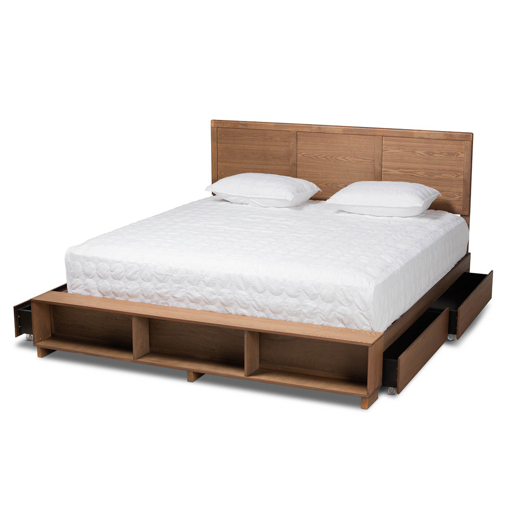 Baxton Studio - Tamsin King Size Bed in Ash Walnut - Tamsin-Ash Walnut-King view 2