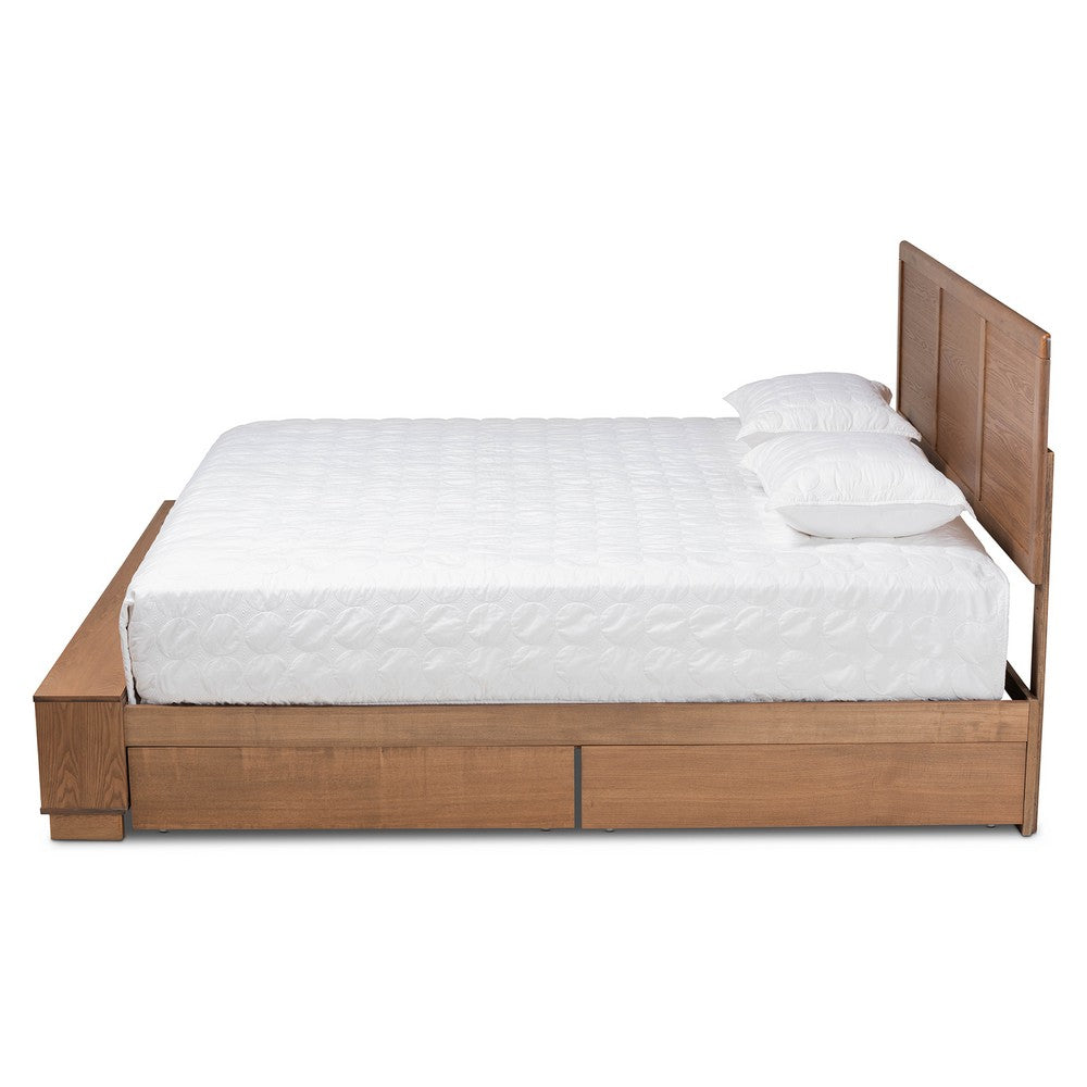 Baxton Studio - Tamsin King Size Bed in Ash Walnut - Tamsin-Ash Walnut-King view 3