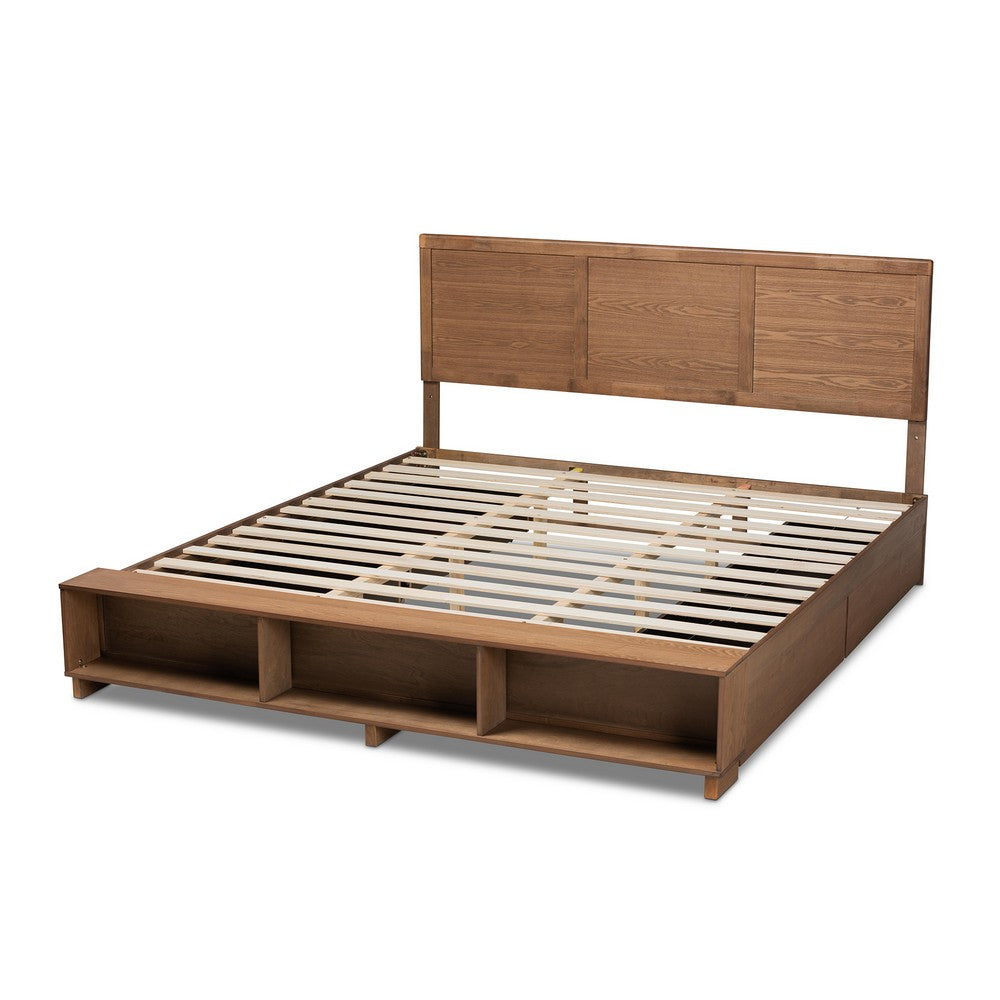 Baxton Studio - Tamsin King Size Bed in Ash Walnut - Tamsin-Ash Walnut-King view 4