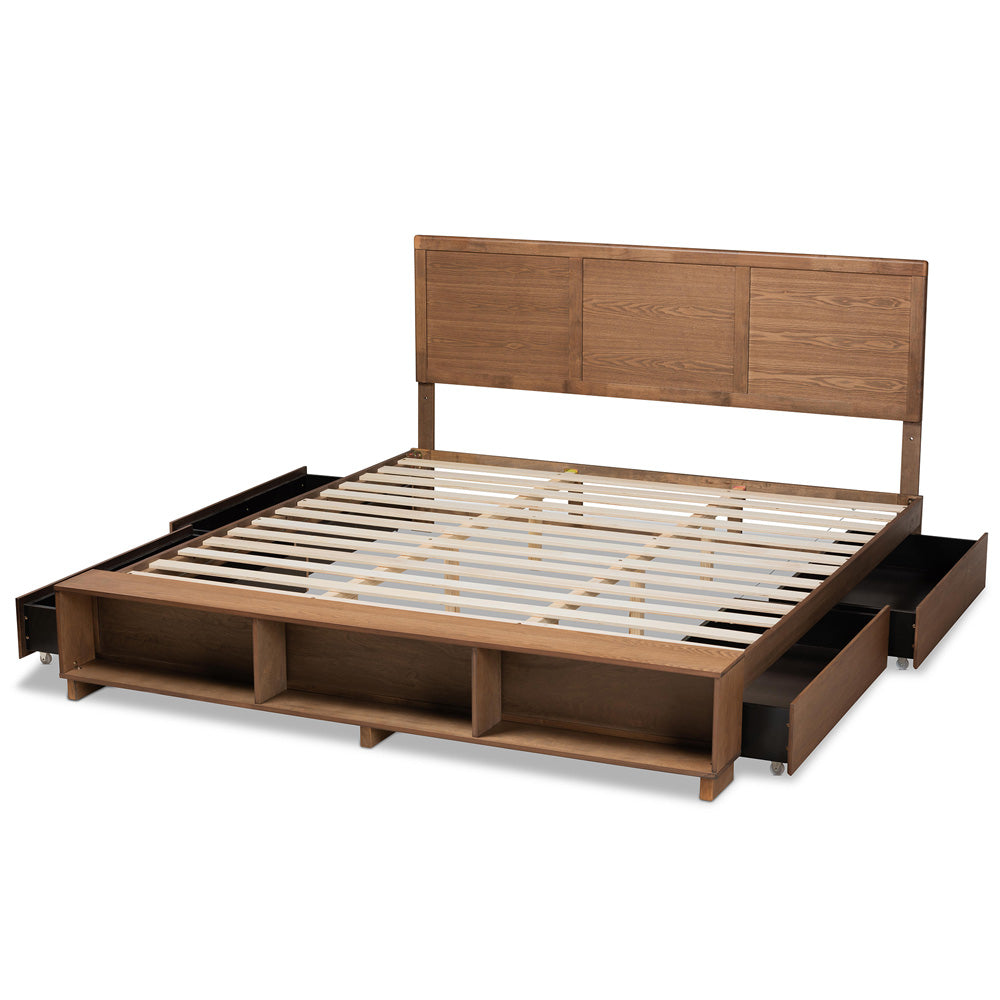 Baxton Studio - Tamsin King Size Bed in Ash Walnut - Tamsin-Ash Walnut-King view 5