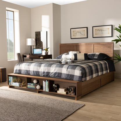 Baxton Studio - Tamsin King Size Bed in Ash Walnut - Tamsin-Ash Walnut-King view 9