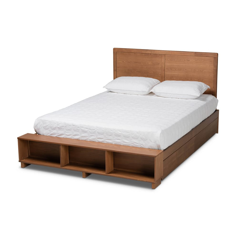 Baxton Studio - Tamsin Queen Size Bed in Ash Walnut - Tamsin-Ash Walnut-Queen view 1
