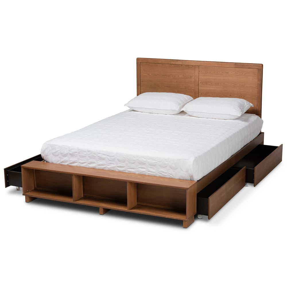 Baxton Studio - Tamsin Queen Size Bed in Ash Walnut - Tamsin-Ash Walnut-Queen view 2