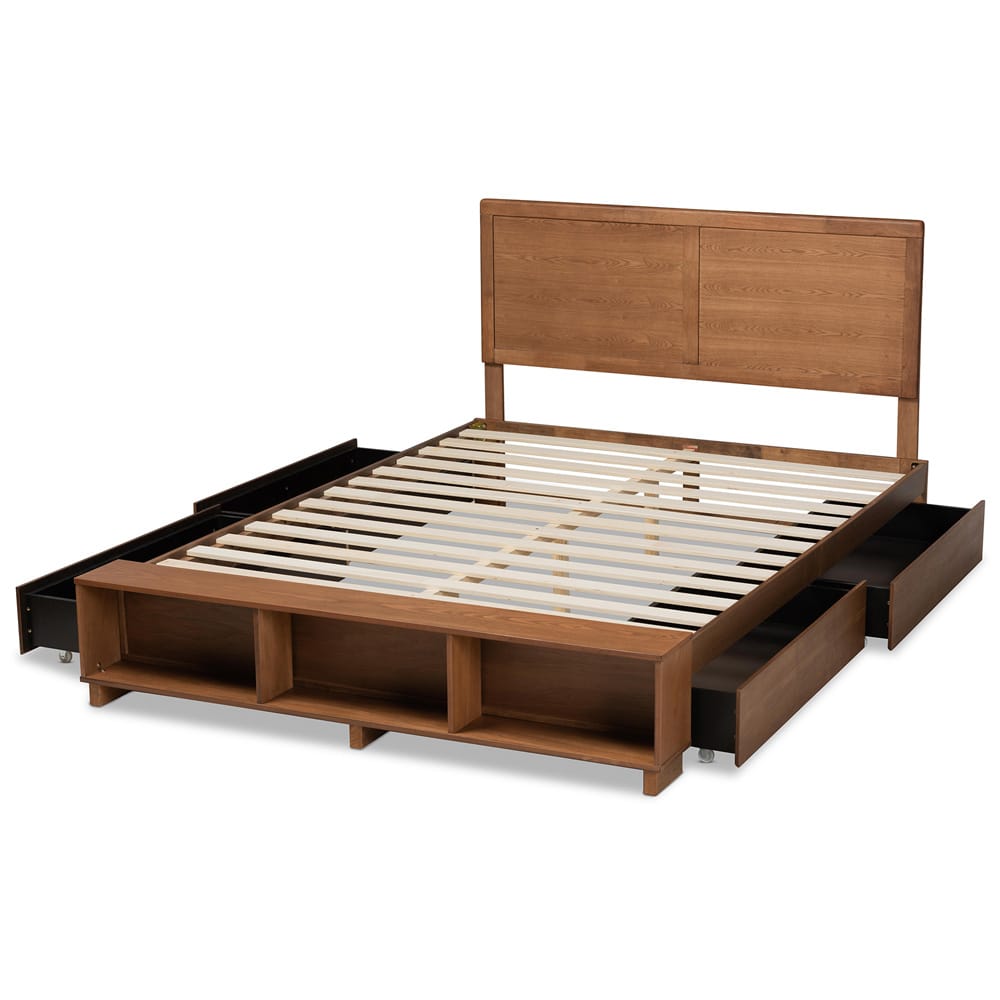 Baxton Studio - Tamsin Queen Size Bed in Ash Walnut - Tamsin-Ash Walnut-Queen view 5