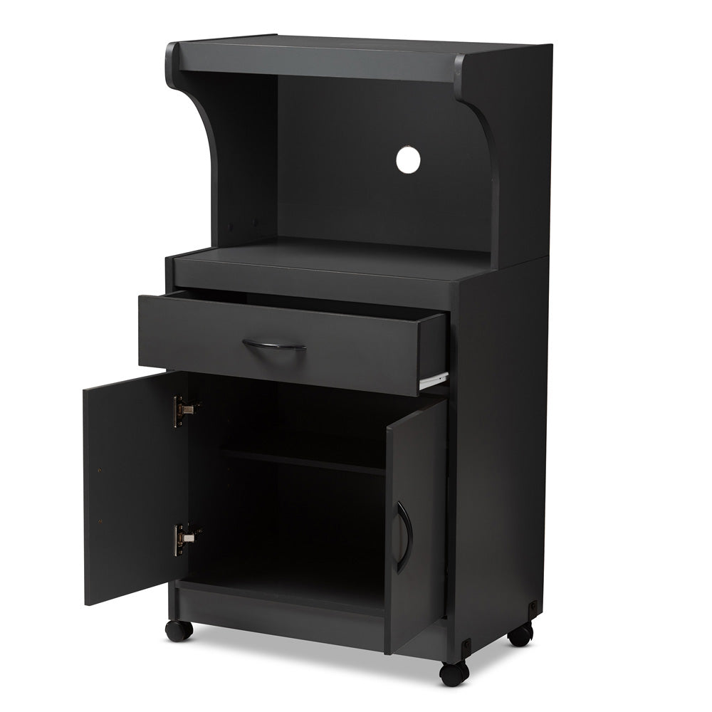 Baxton Studio - Tannis Kitchen Cabinet in Dark Grey - WS883150-Dark Grey view 2