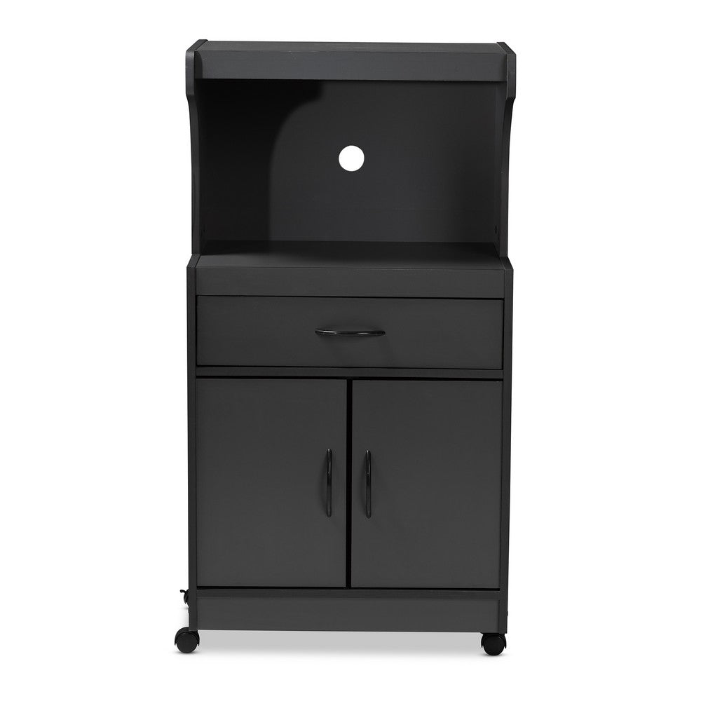 Baxton Studio - Tannis Kitchen Cabinet in Dark Grey - WS883150-Dark Grey view 3