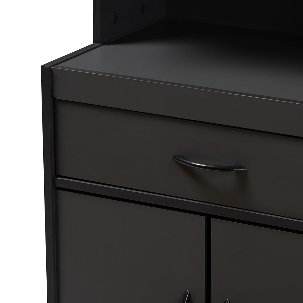 Baxton Studio - Tannis Kitchen Cabinet in Dark Grey - WS883150-Dark Grey view 5