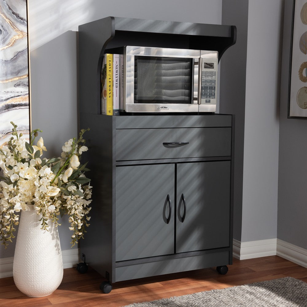 Baxton Studio - Tannis Kitchen Cabinet in Dark Grey - WS883150-Dark Grey view 8