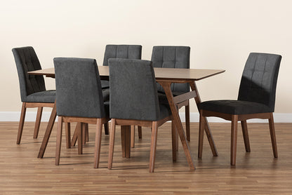 Baxton Studio - Tara Dining Set - RDC714-Dark Grey/Walnut-7PC Dining Set view 8
