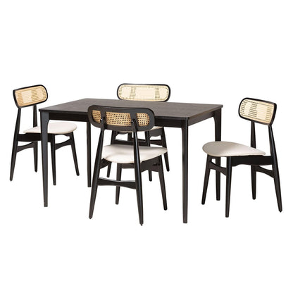 Baxton Studio - Tarana Dining Set in Cream/Black/Light Brown - CS002C-Black/Cream-5PC Dining Set view 1