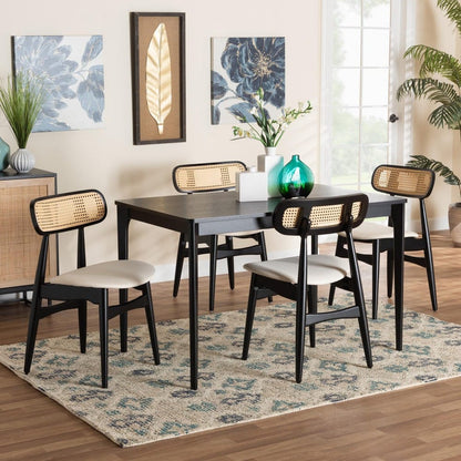 Baxton Studio - Tarana Dining Set in Cream/Black/Light Brown - CS002C-Black/Cream-5PC Dining Set view 8