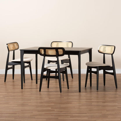 Baxton Studio - Tarana Dining Set in Cream/Black/Light Brown - CS002C-Black/Cream-5PC Dining Set view 9