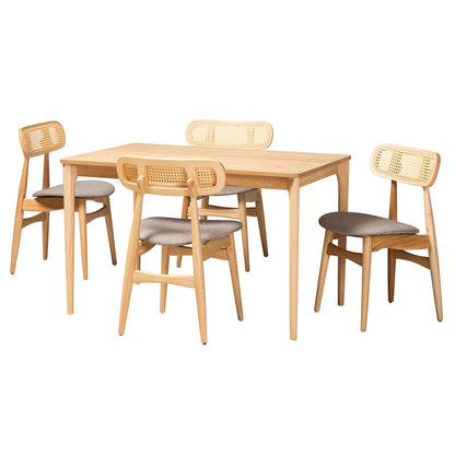 Baxton Studio - Tarana Dining Set in Grey/Natural Oak/Light Brown - CS002C-Natural Oak/Light Grey-5PC Dining Set view 1