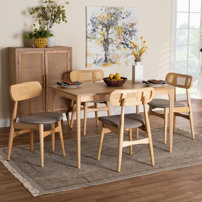 Baxton Studio - Tarana Dining Set in Grey/Natural Oak/Light Brown - CS002C-Natural Oak/Light Grey-5PC Dining Set view 8