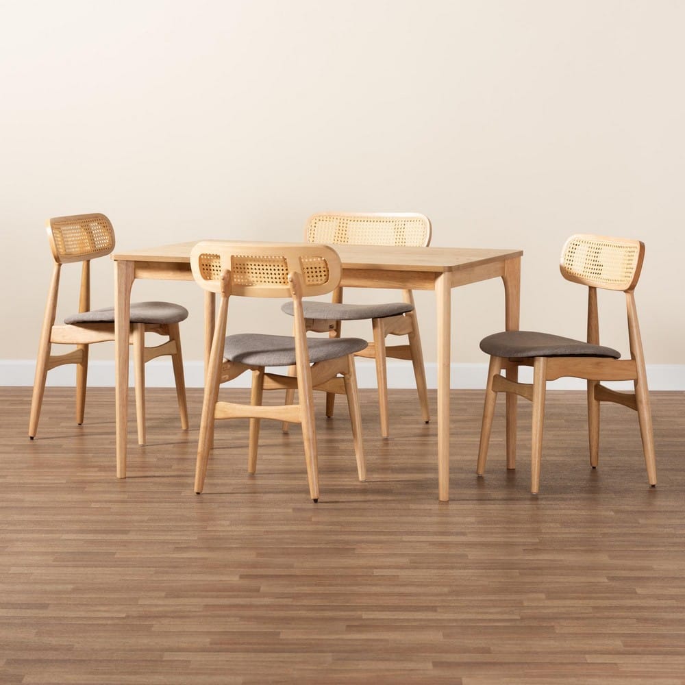 Baxton Studio - Tarana Dining Set in Grey/Natural Oak/Light Brown - CS002C-Natural Oak/Light Grey-5PC Dining Set view 9
