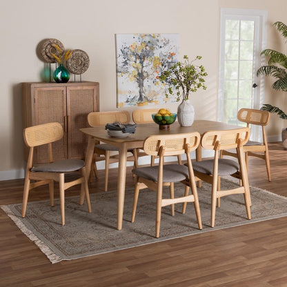 Baxton Studio - Tarana Dining Set in Grey/Natural Oak/Light Brown - CS002C-Natural Oak/Light Grey-7PC Dining Set view 8