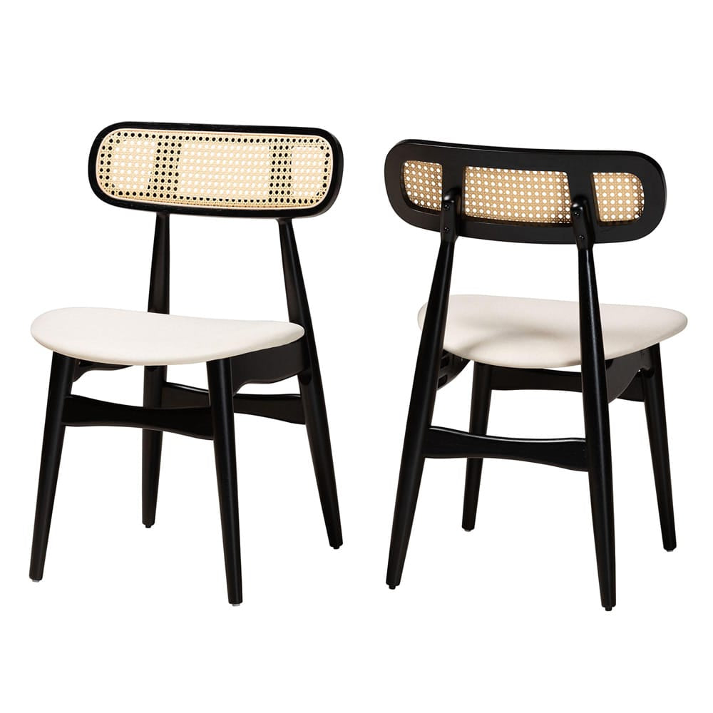Baxton Studio - Tarana Set of 2 Dining Chairs in Cream/Black/Light Brown - CS002C-Black/Cream-DC-2PK view 1