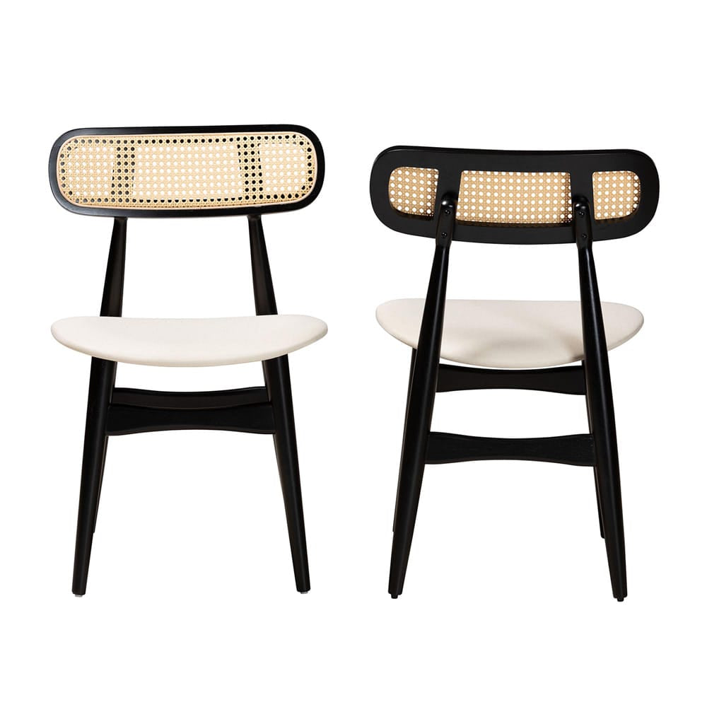 Baxton Studio - Tarana Set of 2 Dining Chairs in Cream/Black/Light Brown - CS002C-Black/Cream-DC-2PK view 2