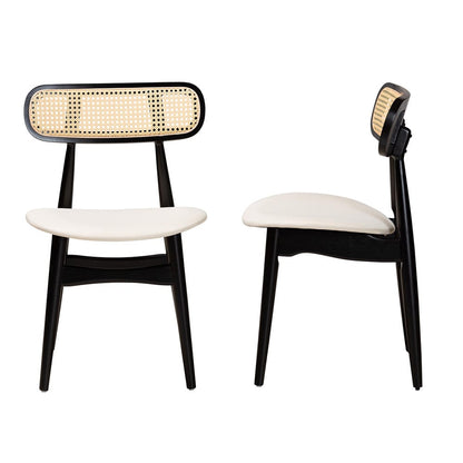 Baxton Studio - Tarana Set of 2 Dining Chairs in Cream/Black/Light Brown - CS002C-Black/Cream-DC-2PK view 3