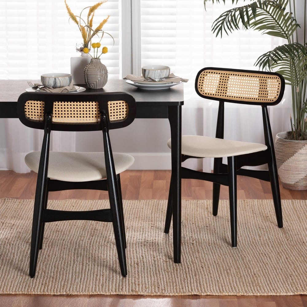 Baxton Studio - Tarana Set of 2 Dining Chairs in Cream/Black/Light Brown - CS002C-Black/Cream-DC-2PK view 7