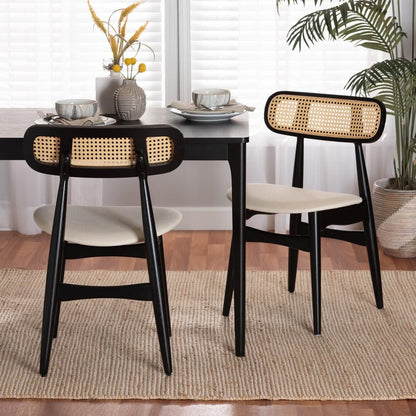 Baxton Studio - Tarana Set of 2 Dining Chairs in Cream/Black/Light Brown - CS002C-Black/Cream-DC-2PK view 7