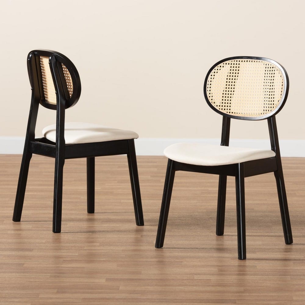 Baxton Studio - Tarana Set of 2 Dining Chairs in Cream/Black/Light Brown - CS002C-Black/Cream-DC-2PK view 8