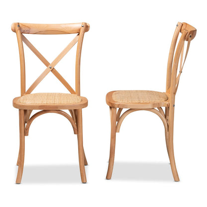 Baxton Studio - Tartan Set of 2 Dining Chairs in Natural Brown - FC02-Natural Wood-Beechwood/Rattan-DC view 3