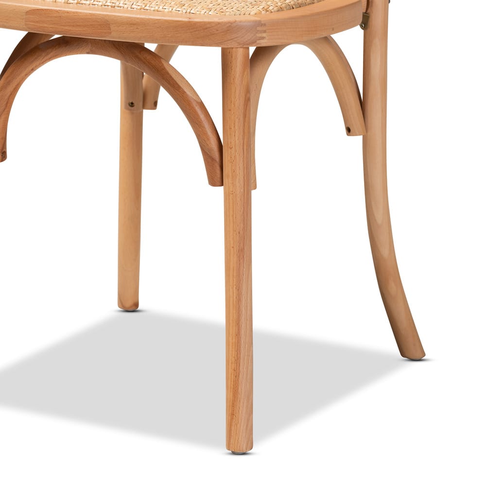 Baxton Studio - Tartan Set of 2 Dining Chairs in Natural Brown - FC02-Natural Wood-Beechwood/Rattan-DC view 5