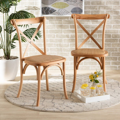 Baxton Studio - Tartan Set of 2 Dining Chairs in Natural Brown - FC02-Natural Wood-Beechwood/Rattan-DC view 7