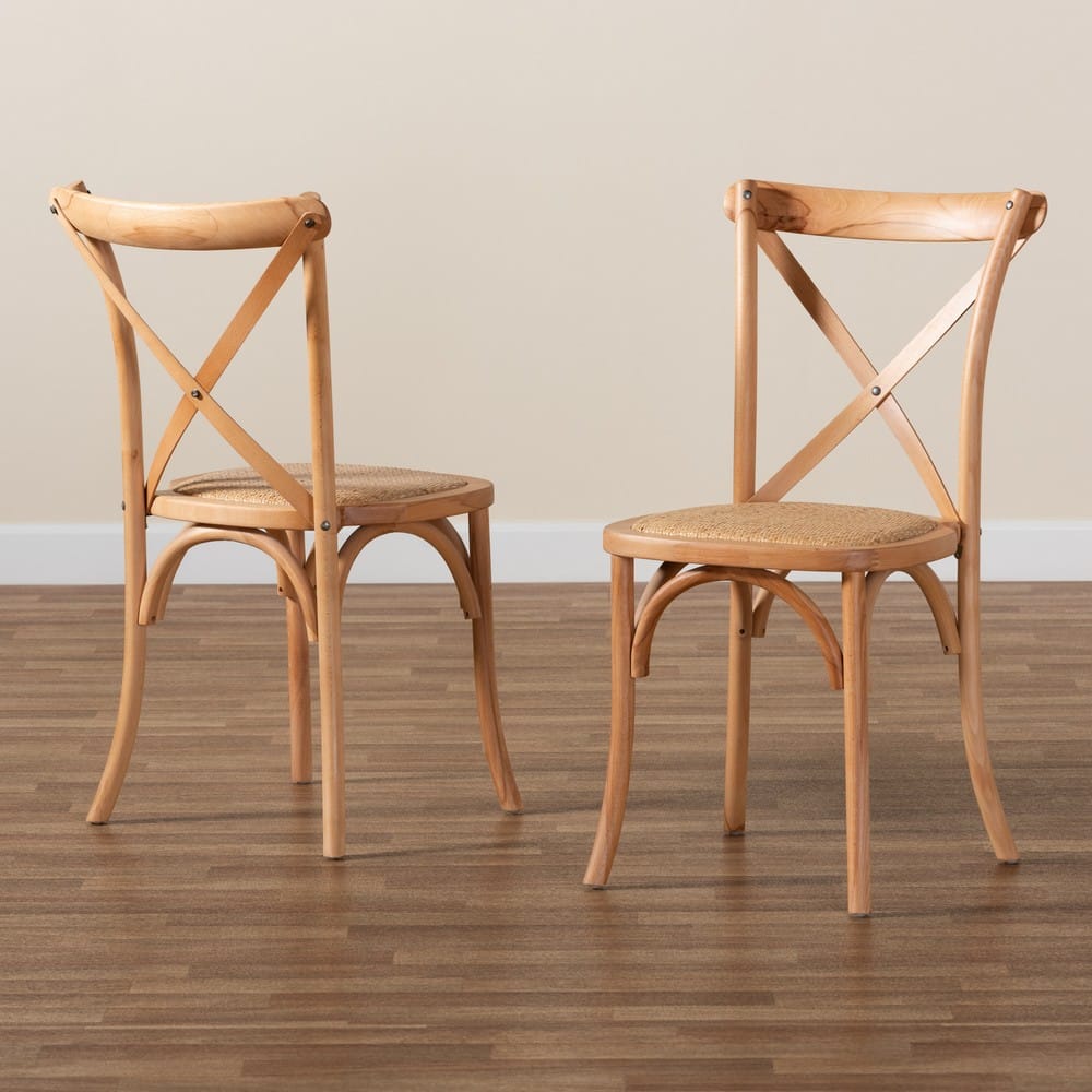 Baxton Studio - Tartan Set of 2 Dining Chairs in Natural Brown - FC02-Natural Wood-Beechwood/Rattan-DC view 8