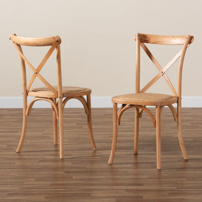 Baxton Studio - Tartan Set of 2 Dining Chairs in Natural Brown - FC02-Natural Wood-Beechwood/Rattan-DC view 8