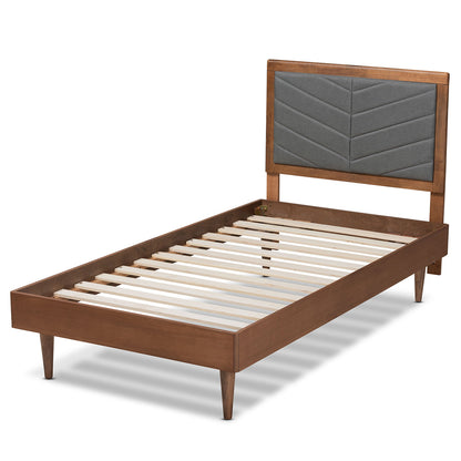 Baxton Studio - Tasha Twin Size Bed in Dark Grey/Walnut Brown - Tasha-Dark Grey/Walnut-Twin view 3