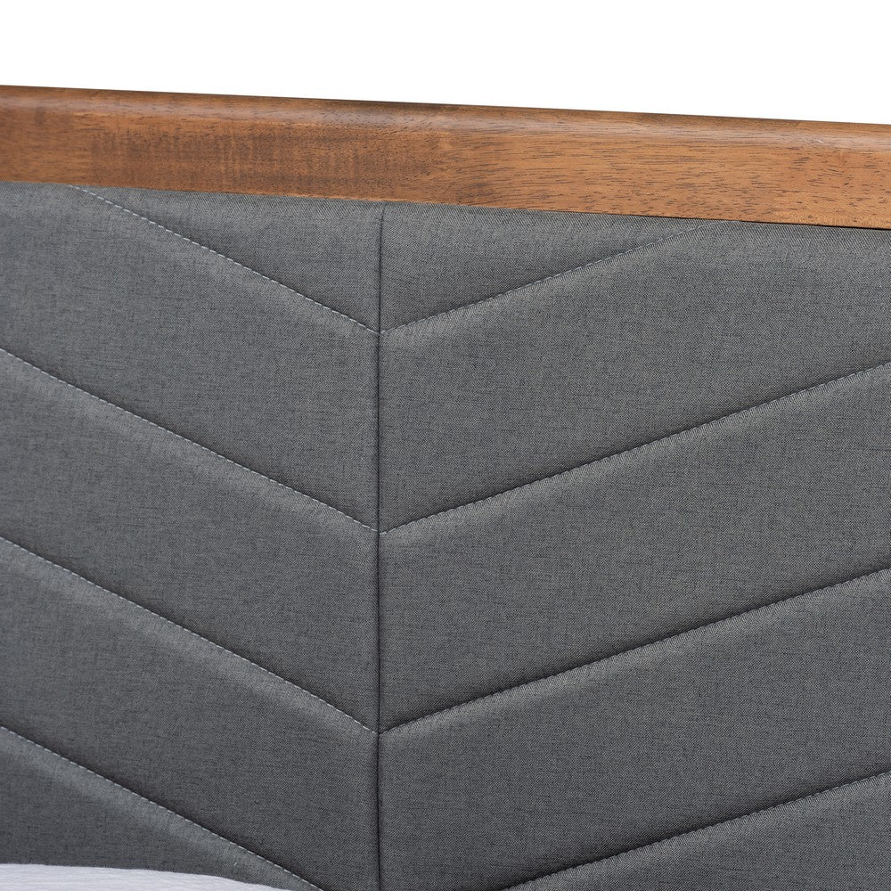Baxton Studio - Tasha Twin Size Bed in Dark Grey/Walnut Brown - Tasha-Dark Grey/Walnut-Twin view 4