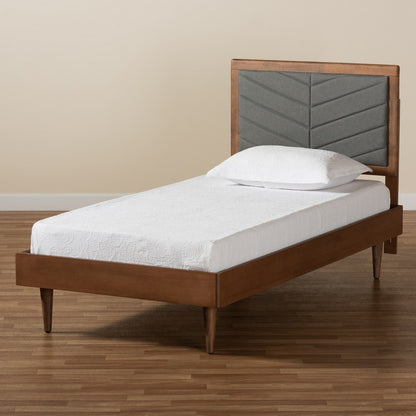 Baxton Studio - Tasha Twin Size Bed in Dark Grey/Walnut Brown - Tasha-Dark Grey/Walnut-Twin view 8