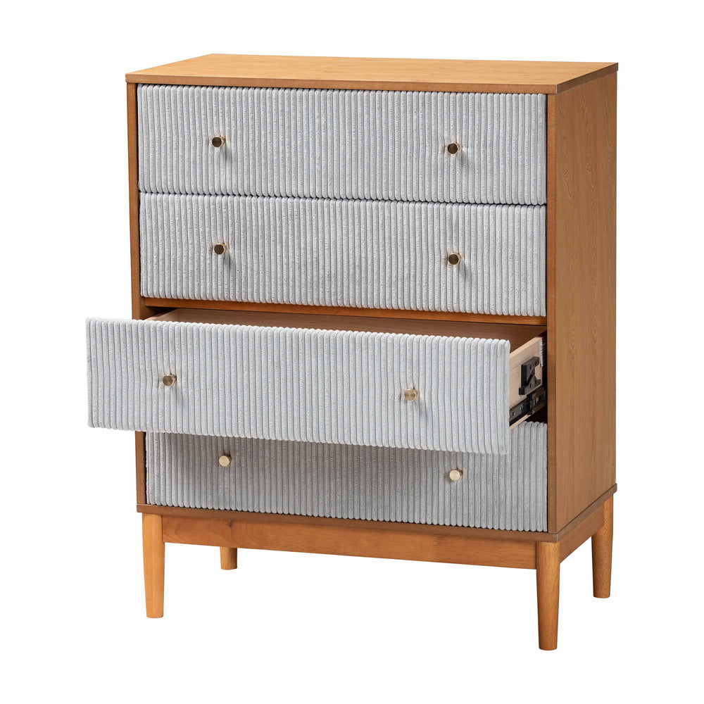 Baxton Studio - Taylin Chest in Grey/Oak Brown - MG9012-Grey-HC1315-16/NT-Oak-4DW-Chest view 2