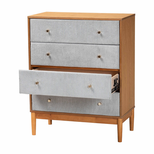Baxton Studio - Taylin Chest in Grey/Oak Brown - MG9012-Grey-HC1315-16/NT-Oak-4DW-Chest view 2