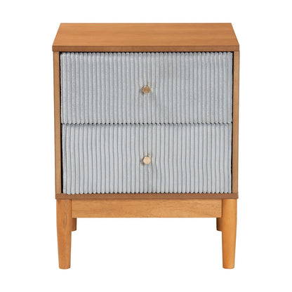 Baxton Studio - Taylin Nightstand in Grey/Oak Brown - MG9012-Grey-HC1315-16/NT-Oak-2DW-NS view 3