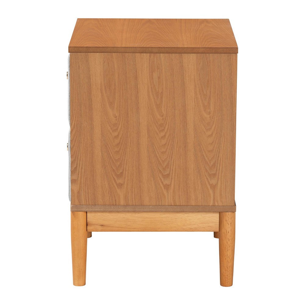 Baxton Studio - Taylin Nightstand in Grey/Oak Brown - MG9012-Grey-HC1315-16/NT-Oak-2DW-NS view 4